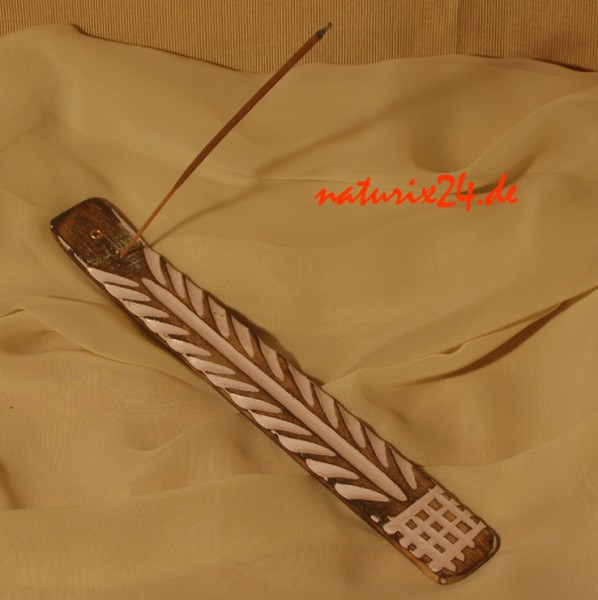 Räucherstäbchenhalter aus Holz weiß gewachst 28 cm