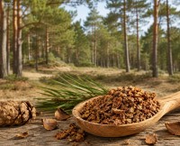 Kiefernzapfen geschrotet