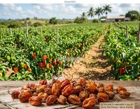 Getrocknete Habanero-Chili ganz
