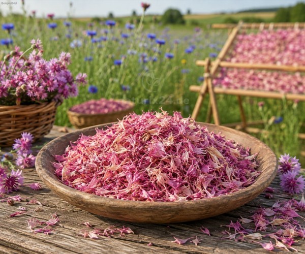 Kornblumenblütenblätter pink ganz