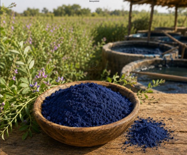 Indigo blau gemahlen